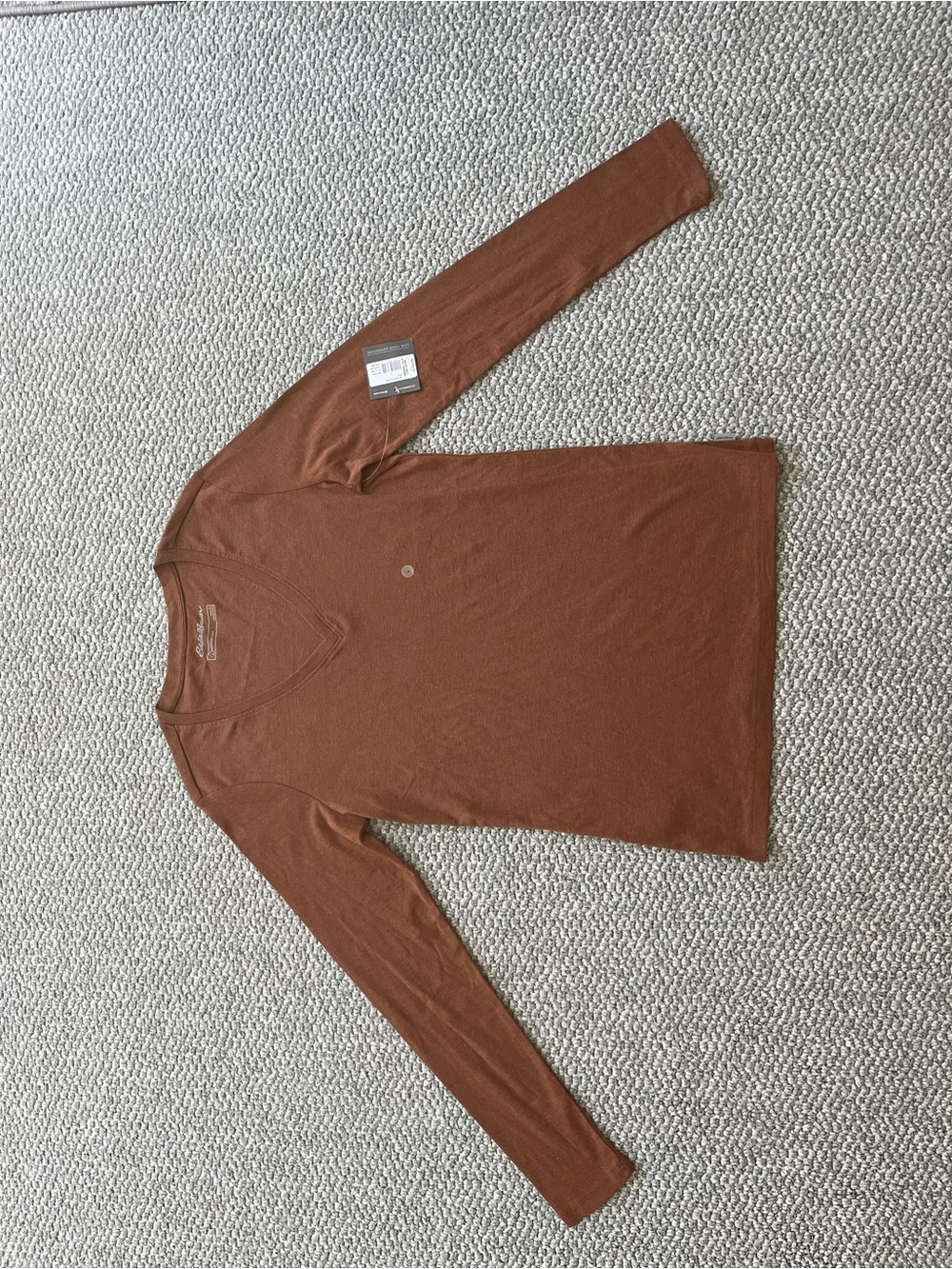 Eddie Bauer Women’s Long Sleeve V-Neck Tee in Rust Brown